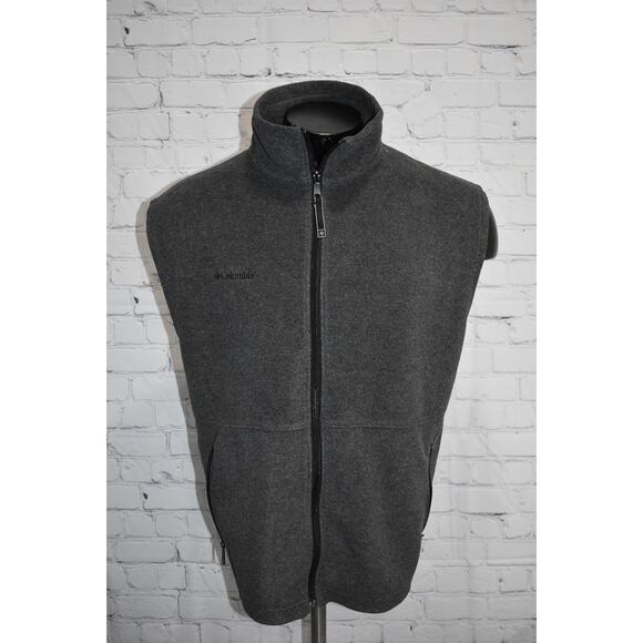 Columbia Fleece Jacket Vest Mens Size XL Camping Hiking Gray Polyester Full Zip - Picture 1 of 6